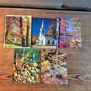 Vintage Autumn Classics Religious Greeting Cards Set of 5 w Envelopes 1978